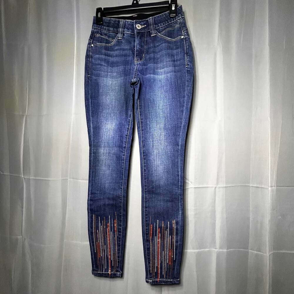 JAG Mid Rise Skinny Sequin Cuff Jeans